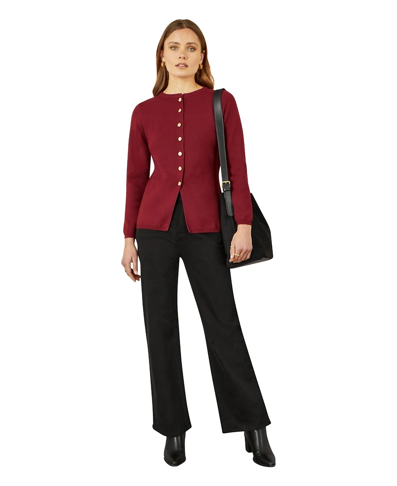 Yumi Women's Chic Peplum Button Up Cardigan