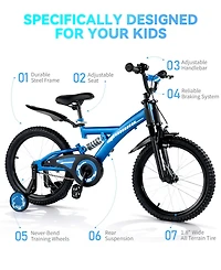 16" Kids Bike with Adjustable Seat, Dual Brakes, Suspension and Training Wheels for Ages 4–7