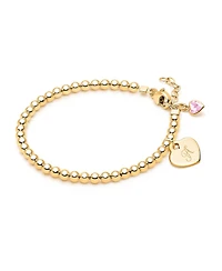 Tiny Blessings Children's 14k gold 3mm Beads & Engraved Initial Girls' 5.25" Bracelet