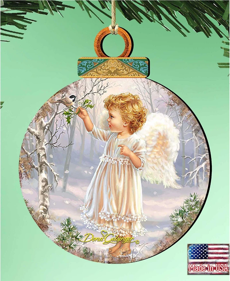 Designocracy Woodland Angel Bird Holiday Ornament