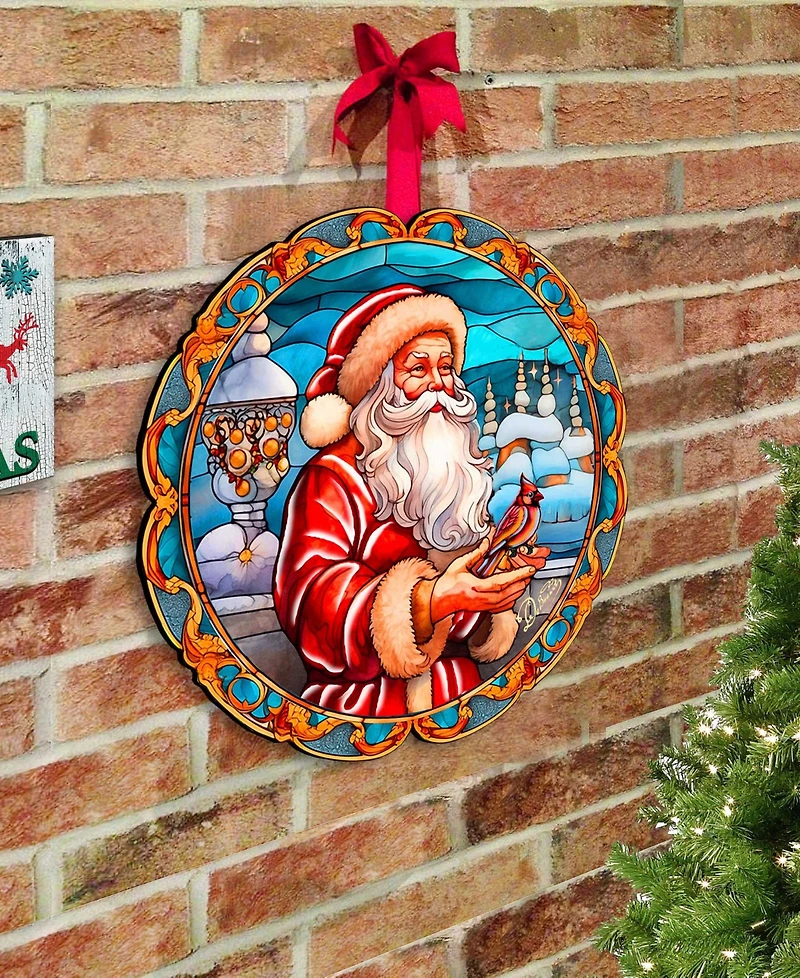 Designocracy Santa with Red Cardinal Holiday Decor