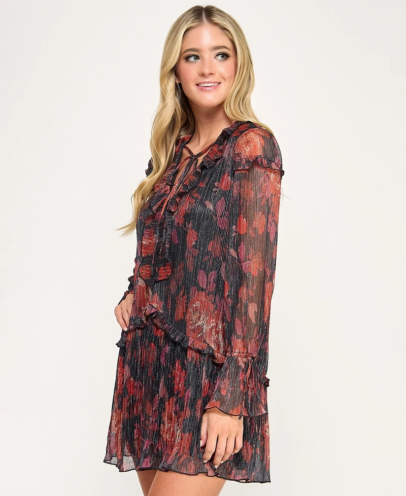 Seni & Cade Juniors' Ruffle Long Sleeve Dress