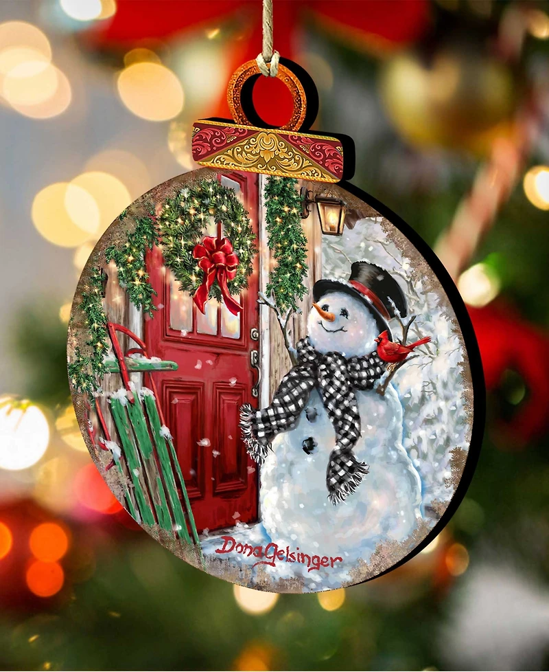 Designocracy Winter Arrival Snowman Holiday Ornament