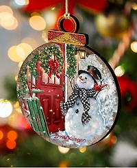 Designocracy Winter Arrival Snowman Holiday Ornament