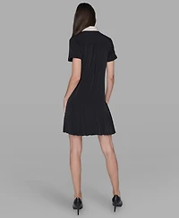 Karl Lagerfeld Paris Women's Bow Tie Neck A-Line Dress