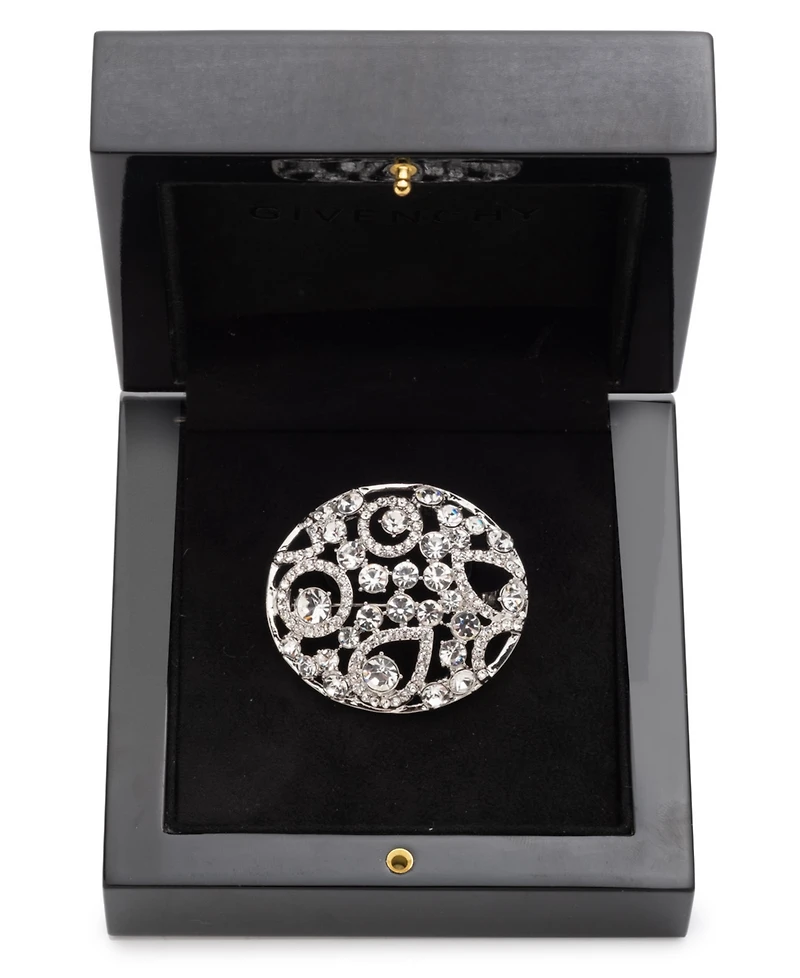 Givenchy Crystal Silver-Tone Cluster Boxed Pin