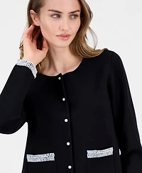 T Tahari Women's Embellished Pearl-Trim Cardigan