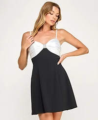 City Studios Juniors' Strappy Pleated Short Dress