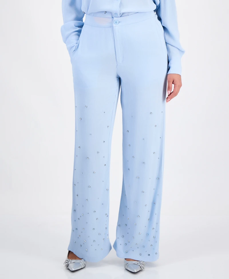 I.n.c. International Concepts Petite Embellished High-Rise Wide-Leg Pants, Macy's Exclusive