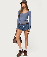 Edikted Women's Moreen Ribbed Long Sleeve T Shirt