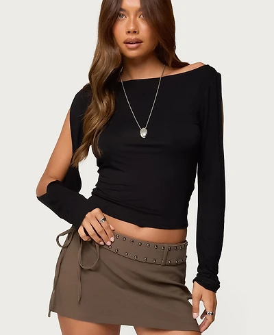 Edikted Women's Cade Cutout Sleeves Boat Neck Top