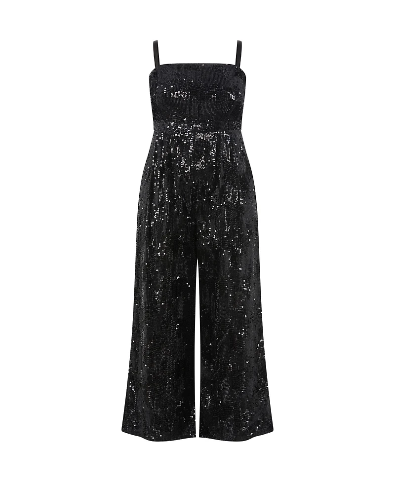 City Chic Women's Glimmer Sequin Strapless Jumpsuit