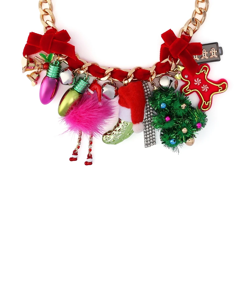 Betsey Johnson Faux Stone Santa Baby Statement Bib Necklace