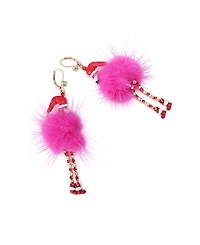 Betsey Johnson Faux Cultivated Pearl Santa Baby Flamingo Drop Earrings