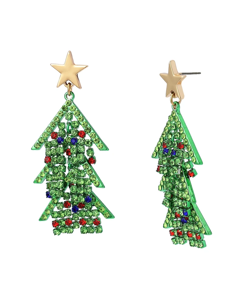 Betsey Johnson Faux Stone Santa Baby Christmas Tree Drop Earrings