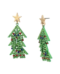 Betsey Johnson Faux Stone Santa Baby Christmas Tree Drop Earrings