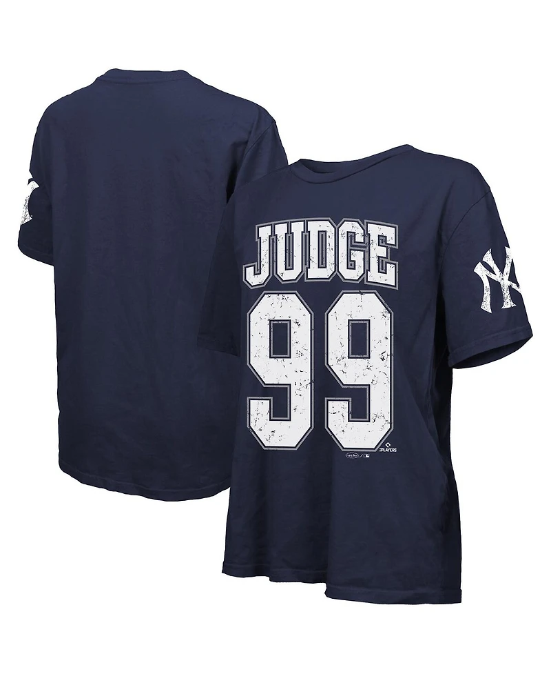 Majestic Women's Aaron Judge Navy New York Yankees Oversized Name Number T-Shirt