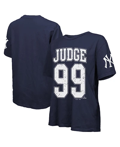 Majestic Women's Aaron Judge Navy New York Yankees Oversized Name Number T-Shirt