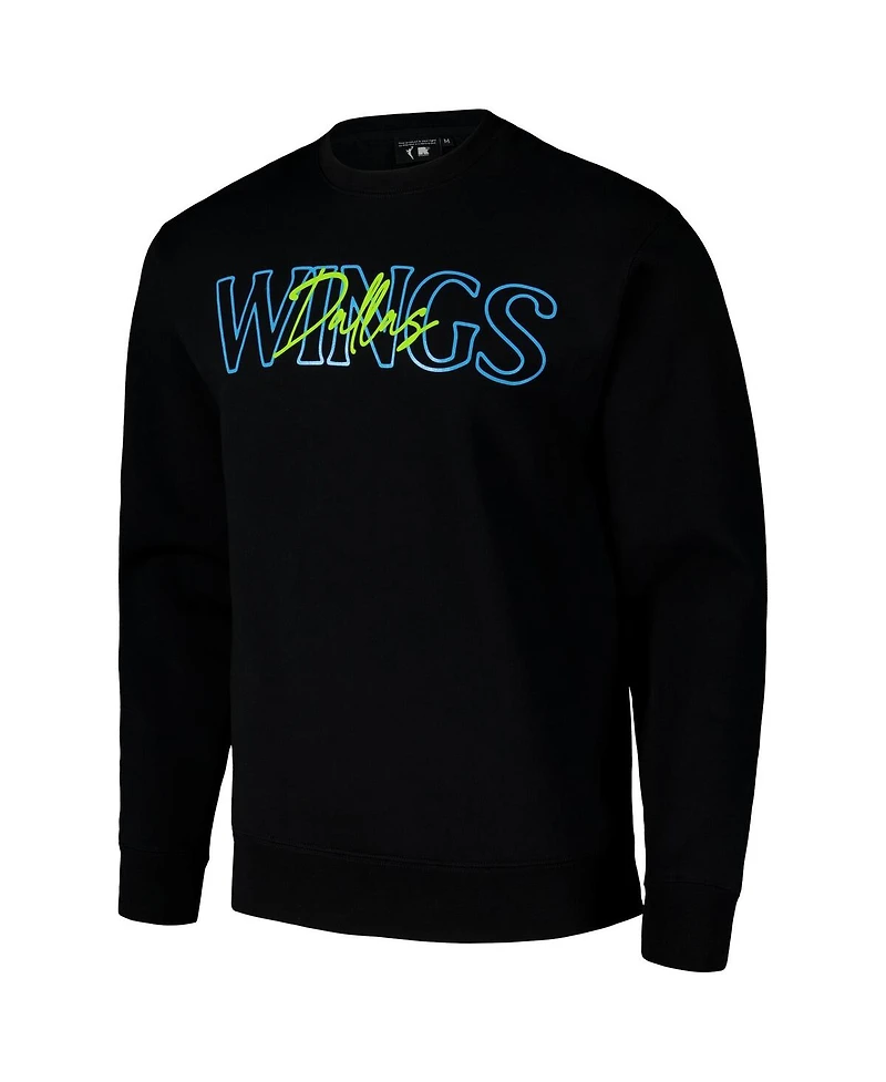 Round21 Men's and Women's Black Dallas Wings Throwback Pullover Crew Sweatshirt