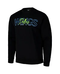 Round21 Men's and Women's Black Dallas Wings Throwback Pullover Crew Sweatshirt