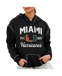Gameday Couture Women's Black Miami Hurricanes Studded Pullover Hoodie