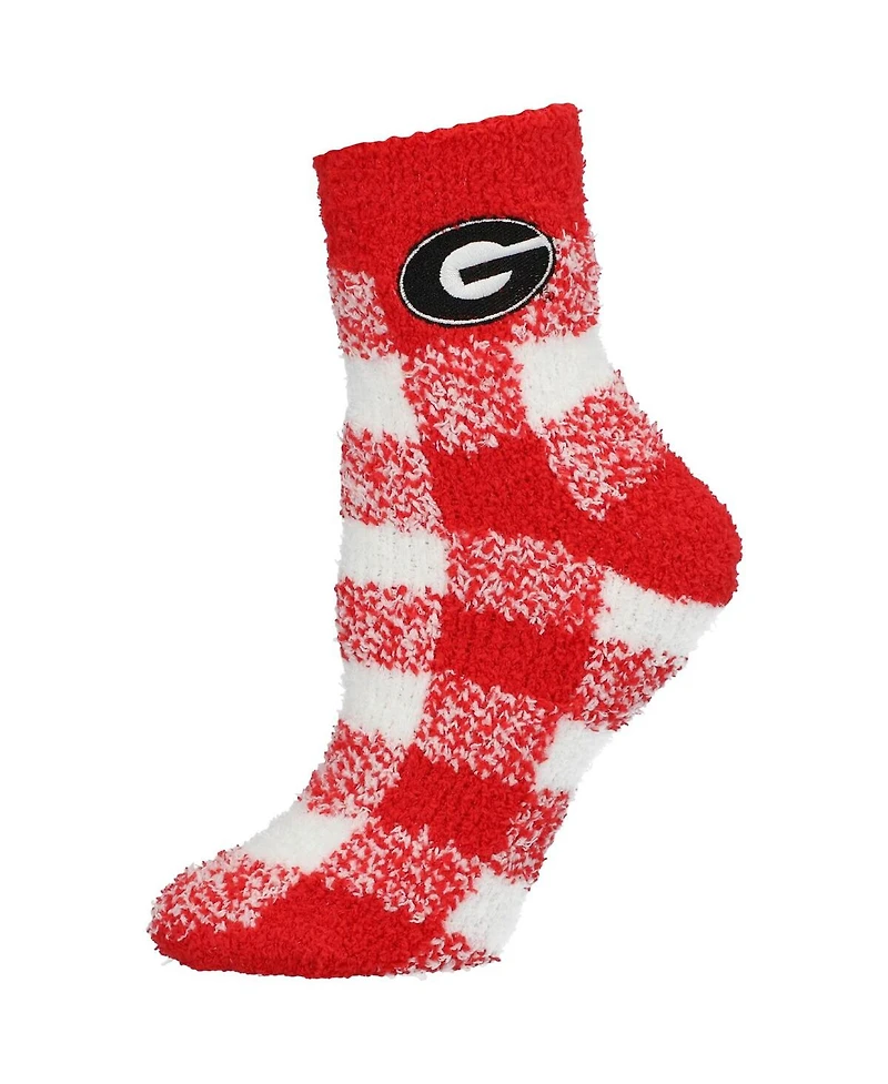 ZooZatz Women's Georgia Bulldogs Fuzzy Buffalo Checkered Ankle Socks