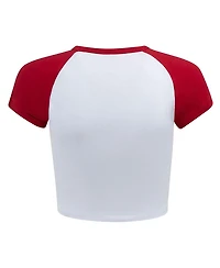 Hype and Vice Women's White/Crimson Alabama Crimson Tide Homerun Cropped Raglan T-Shirt