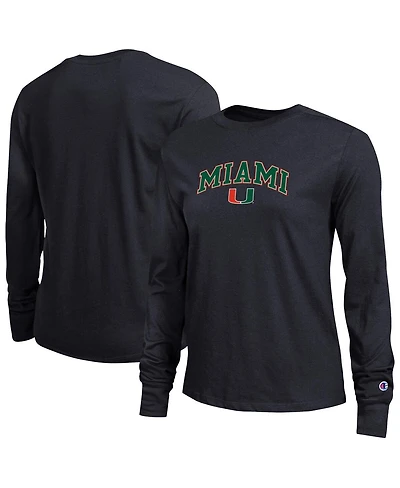 Champion Women's Black Miami Hurricanes Arch Over Logo Long Sleeve T-Shirt