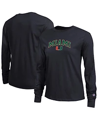 Champion Women's Black Miami Hurricanes Arch Over Logo Long Sleeve T-Shirt