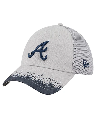 New Era Men's Gray Atlanta Braves Visor Paint Splatter 39THIRTY Flex Hat
