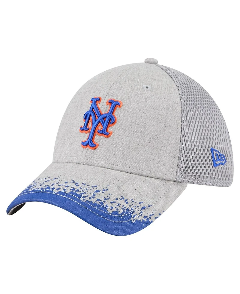 New Era Men's Gray York Mets Visor Paint Splatter 39THIRTY Flex Hat