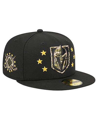 New Era Men's Black Vegas Golden Knights Military Appreciation Digital Camo Stars 59FIFTY Fitted Hat