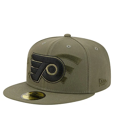 New Era Men's Olive Philadelphia Flyers Military Appreciation Flag 59FIFTY Fitted Hat