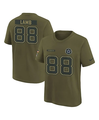 Nike Big Boys and Girls CeeDee Lamb Olive Dallas Cowboys 2025 Salute to Service Name Number T-Shirt