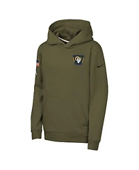 Nike Big Boys and Girls Olive Los Angeles Rams 2025 Salute to Service Club Fleece Hoodie
