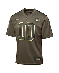 Nike Big Boys and Girls Jordan Love Olive Green Bay Packers 2025 Salute to Service Game Jersey