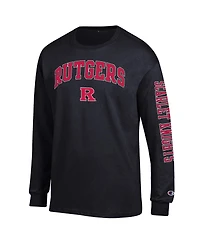 Champion Men's Black Rutgers Scarlet Knights Arch Over Logo 2-Hit Long Sleeve T-Shirt