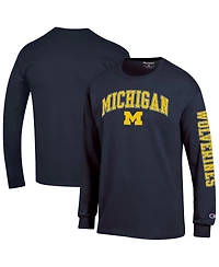Champion Men's Navy Michigan Wolverines Arch Over Logo 2-Hit Long Sleeve T-Shirt