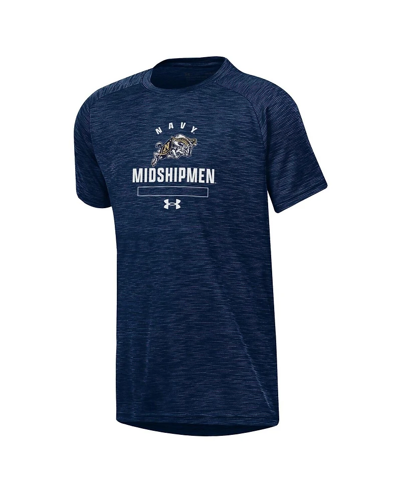 Under Armour Big Boys and Girls Heather Navy Midshipmen Ultra Soft Rye Tech Performance T-Shirt
