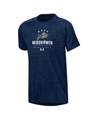 Under Armour Big Boys and Girls Heather Navy Midshipmen Ultra Soft Rye Tech Performance T-Shirt