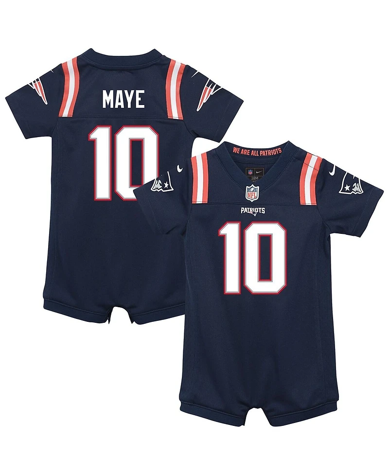 Nike Baby Boys and Girls Drake Maye Navy New England Patriots Game Romper Jersey