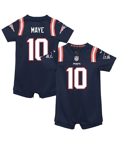 Nike Baby Boys and Girls Drake Maye Navy New England Patriots Game Romper Jersey