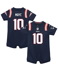 Nike Baby Boys and Girls Drake Maye Navy New England Patriots Game Romper Jersey