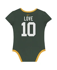 Nike Baby Boys and Girls 3-Pack Jordan Love Green Bay Packers Name Number Bodysuit Set