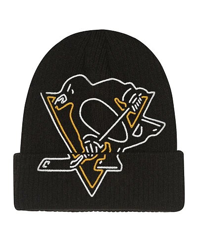 Mitchell & Ness Big Boys and Girls Black Pittsburgh Penguins Neon Line Lights Cuffed Knit Hat