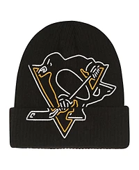 Mitchell & Ness Big Boys and Girls Black Pittsburgh Penguins Neon Line Lights Cuffed Knit Hat