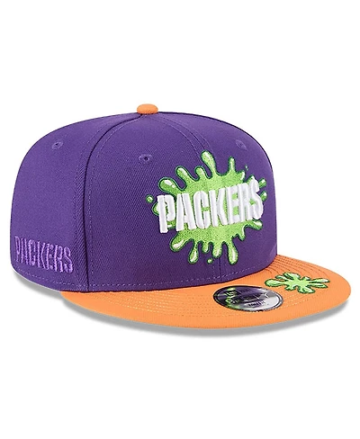 New Era Big Boys and Girls Purple/Orange Green Bay Packers Nickelodeon Slime 9FIFTY Snapback Hat