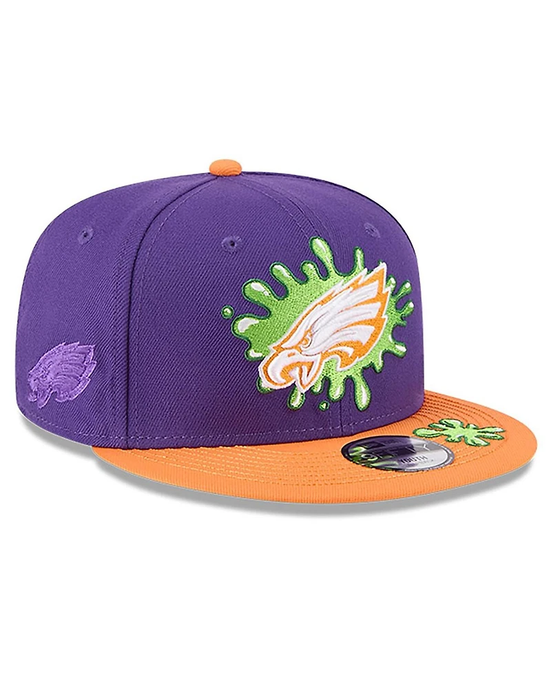 New Era Big Boys and Girls Purple/Orange Philadelphia Eagles Nickelodeon Slime 9FIFTY Snapback Hat