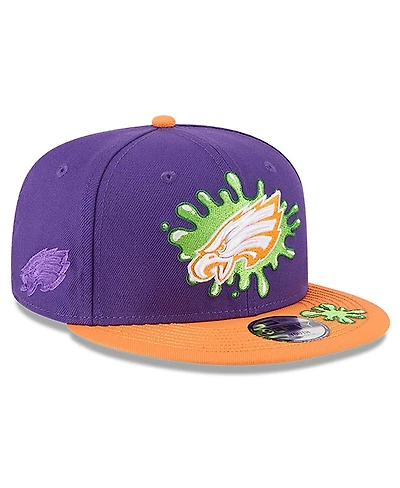 New Era Big Boys and Girls Purple/Orange Philadelphia Eagles Nickelodeon Slime 9FIFTY Snapback Hat