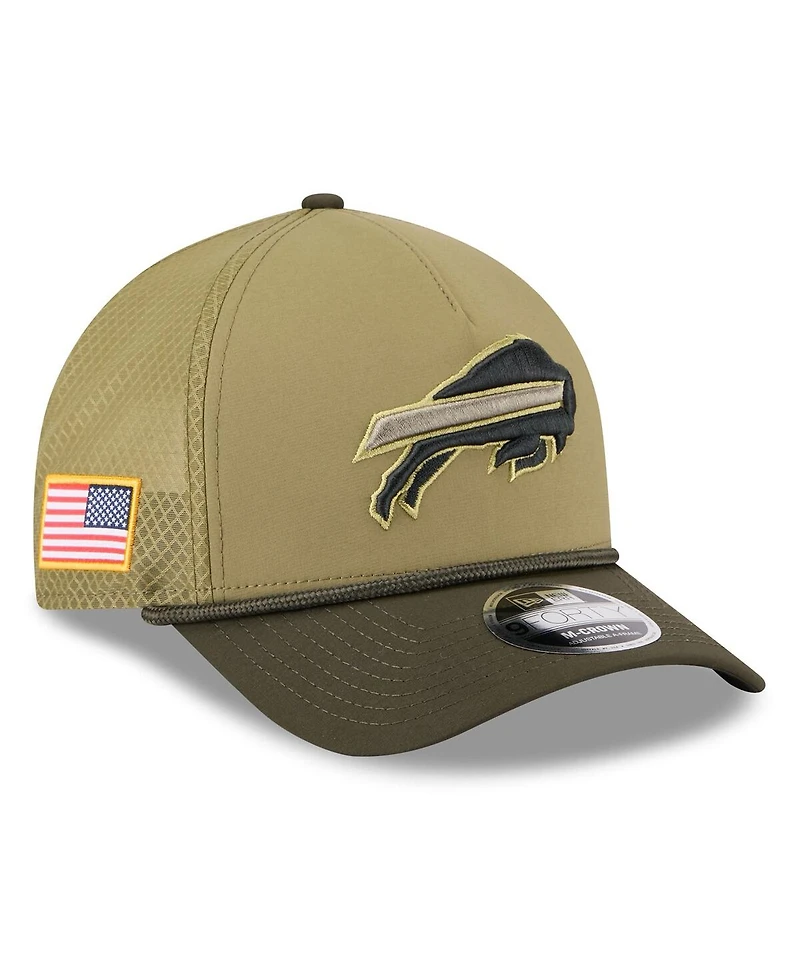 New Era Big Boys and Girls Green/Dark Green Buffalo Bills 2025 Salute to Service 9FORTY A-Frame Adjustable Hat